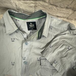 Nautica Anchor Mens 2XLT Short Sleeve Button-Up Big & Tall Sailor Blue Navy